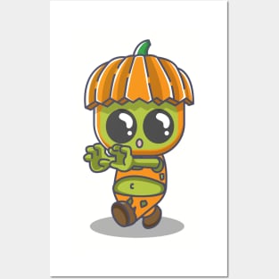 Cute pumpkin zombie Posters and Art